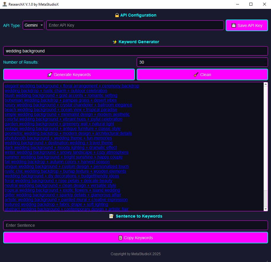 Screenshot ResearchX V.1.0